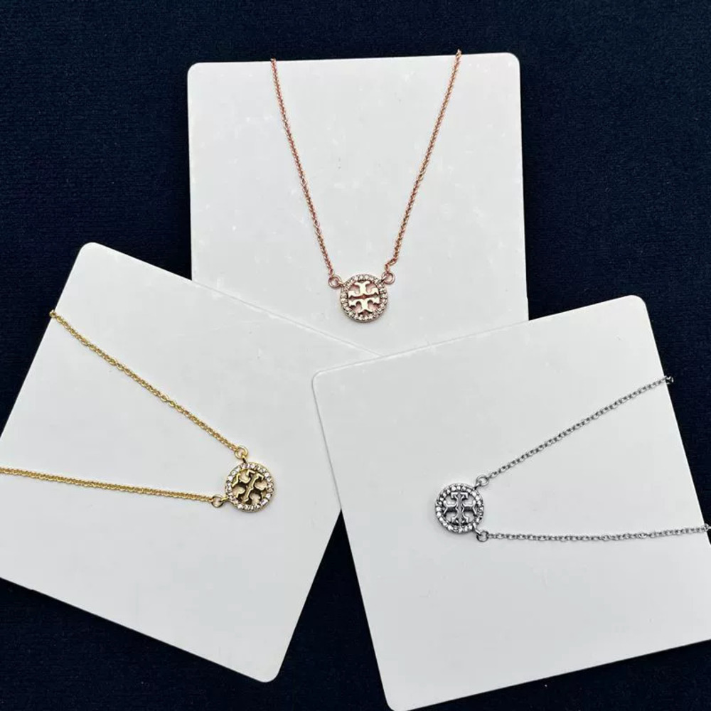 Tory Burch Fengshuang Rhinestone Hollow Round Letter Clavicle Chain